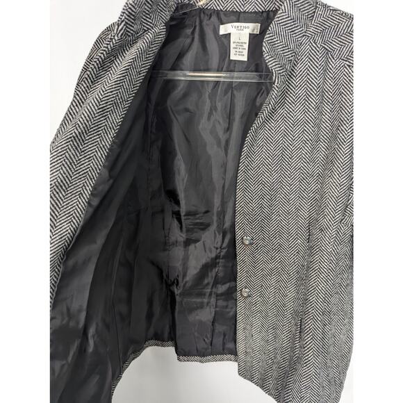 Vintage 90's Vertigo  Herringbone Blazer Short Sleeve Tulip Shape Wool Blend - Picture 5 of 7